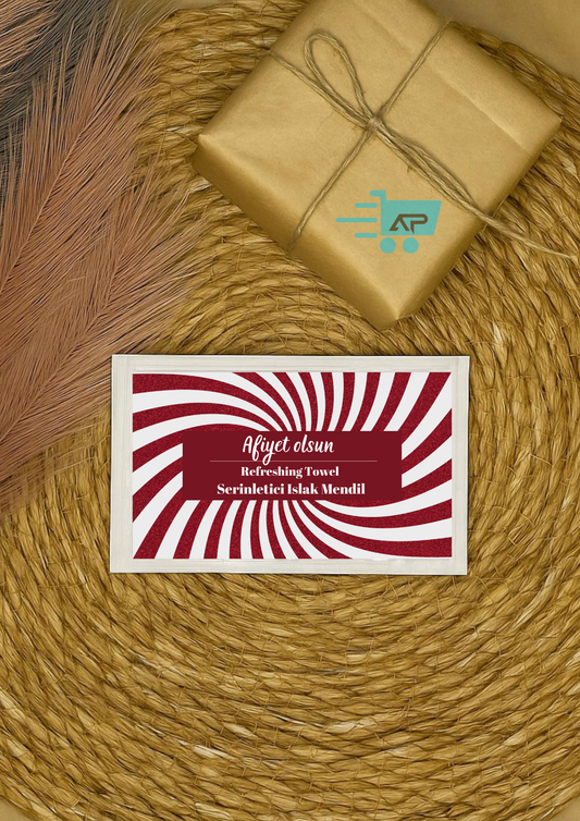 Burgundy "Afiyet Olsun!" Baskılı Tek Kullanımlık Islak Mendil