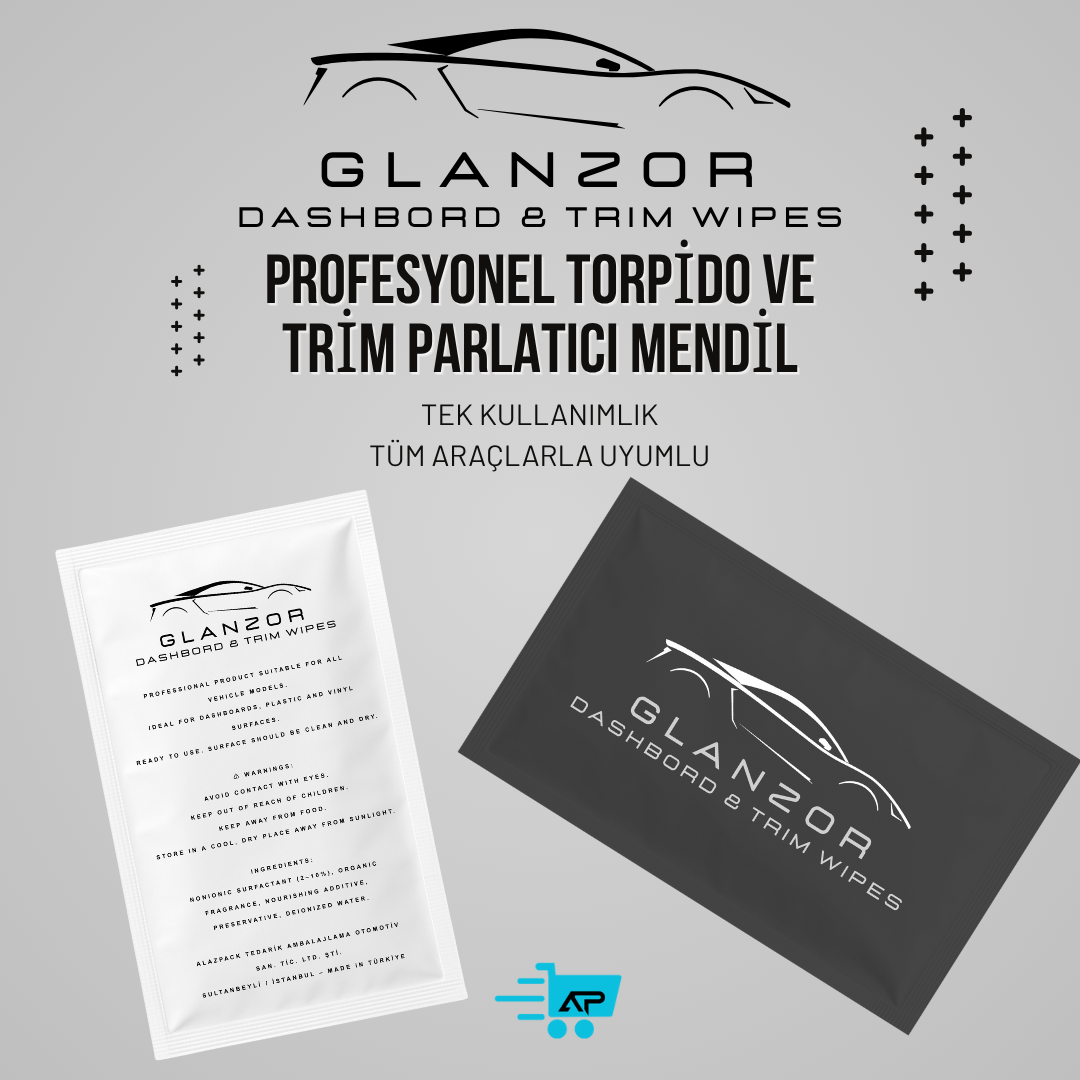 Glanzor Tek Kullanımlık Torpido & Plastik Trim Parlatıcı - Torpido Parlatıcı Mendil
