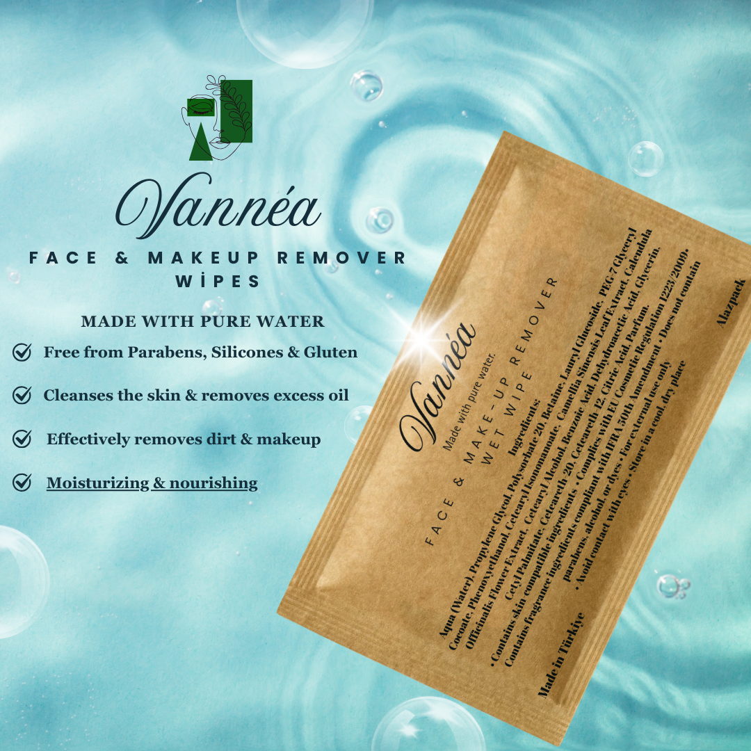 Vannéa Yüz & Makyaj Temizleme Mendili Tek Kullanımlık Taşınabilir Tekli Paket