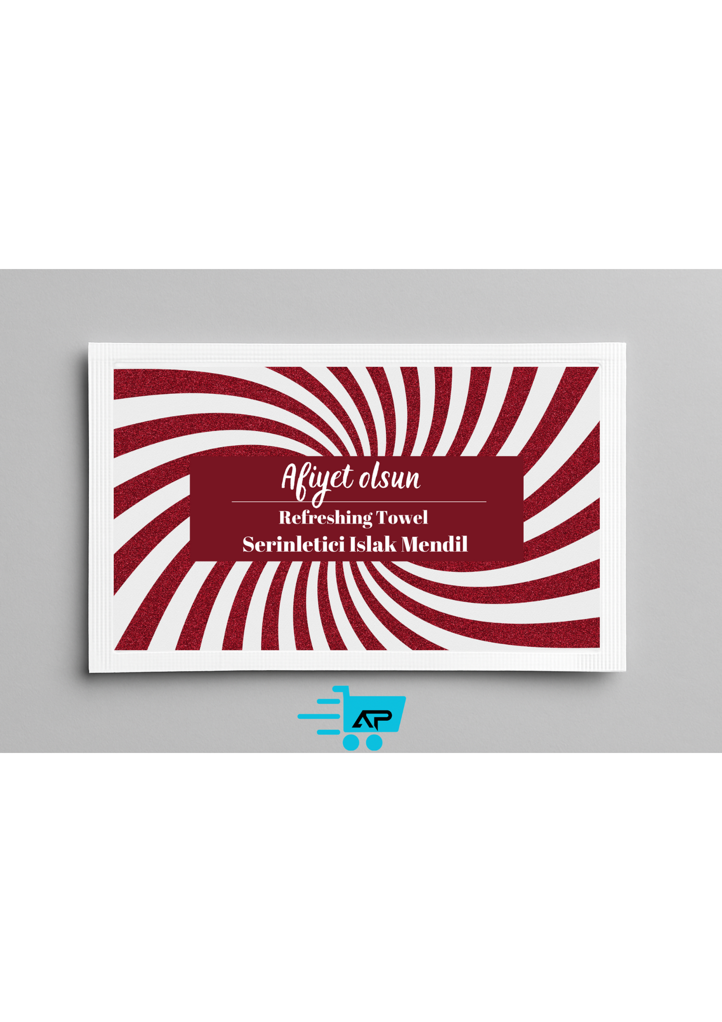 Burgundy "Afiyet Olsun!" Baskılı Tek Kullanımlık Islak Mendil