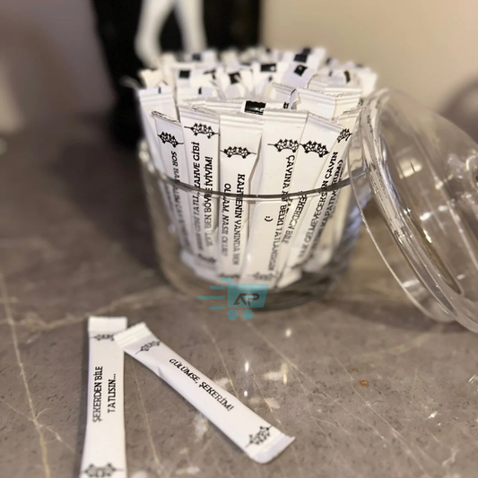 Mizah İçeren Baskılı, 3 gr Stick Şeker, Çubuk Şeker, Toz Şeker