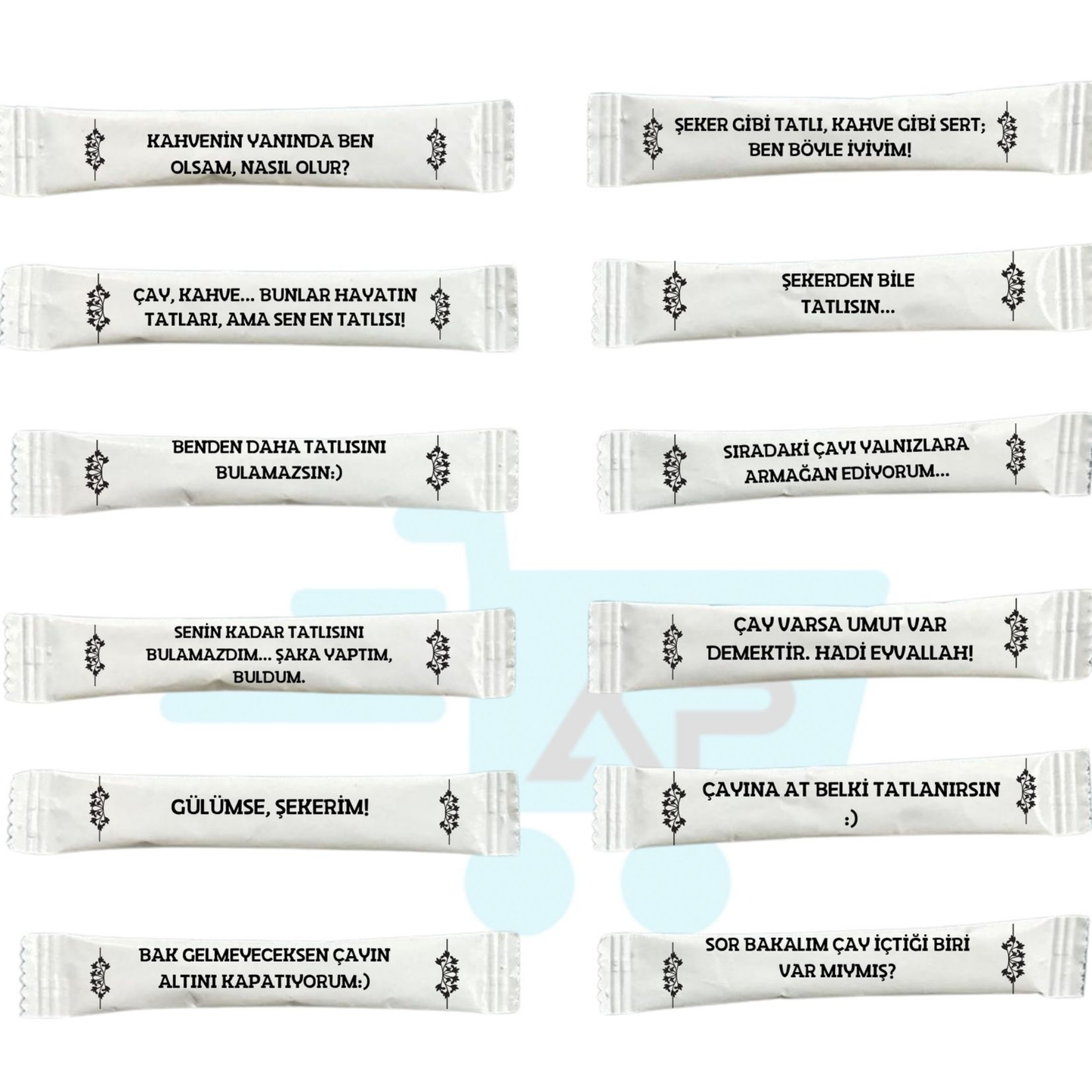 Mizah İçeren Baskılı, 3 gr Stick Şeker, Çubuk Şeker, Toz Şeker