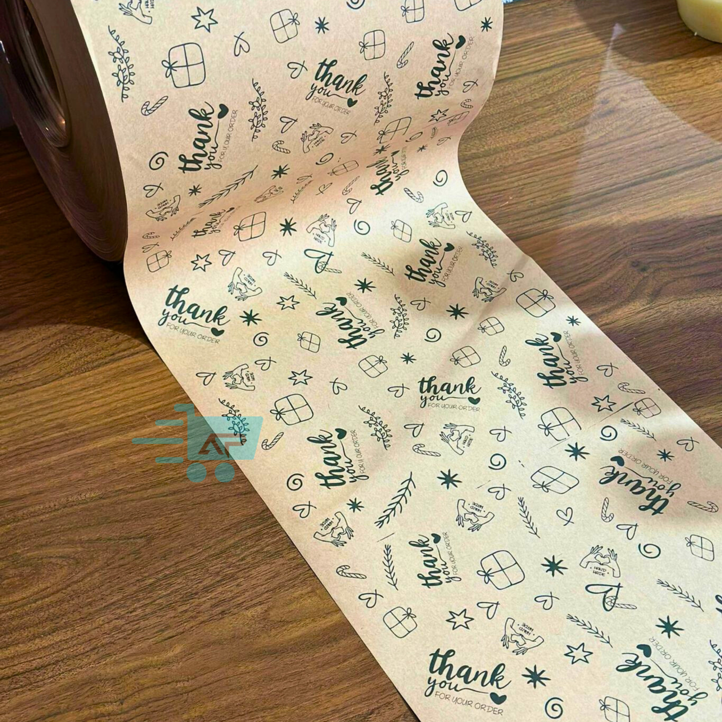 Baskılı Kraft Rulo Ambalaj Paketleme Kağıdı 25 cm | Alüminyum İç Katmanlı | Isıya & Sıvıya Dayanıklı, Hediye Paketi Kağıdı