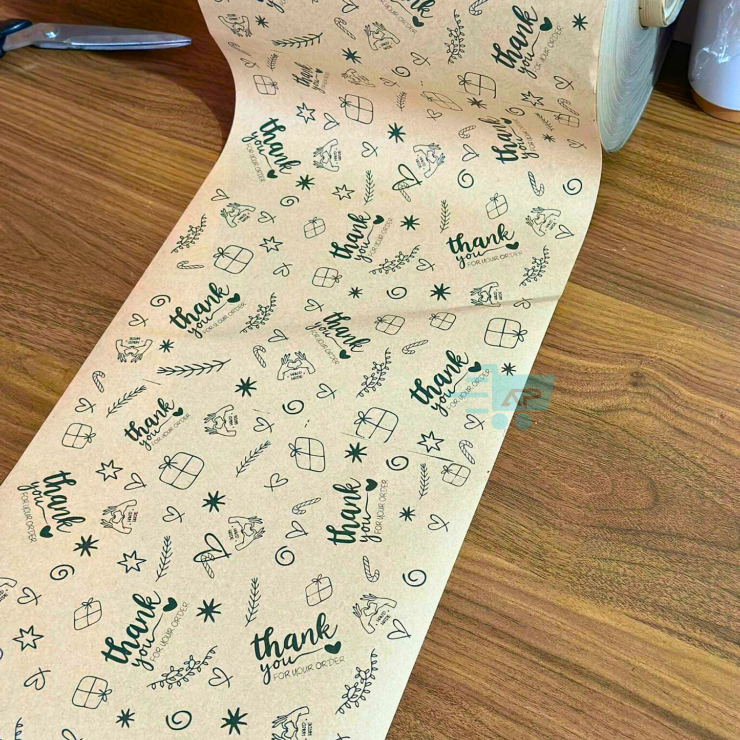 Baskılı Kraft Rulo Ambalaj Paketleme Kağıdı 25 cm | Alüminyum İç Katmanlı | Isıya & Sıvıya Dayanıklı, Hediye Paketi Kağıdı