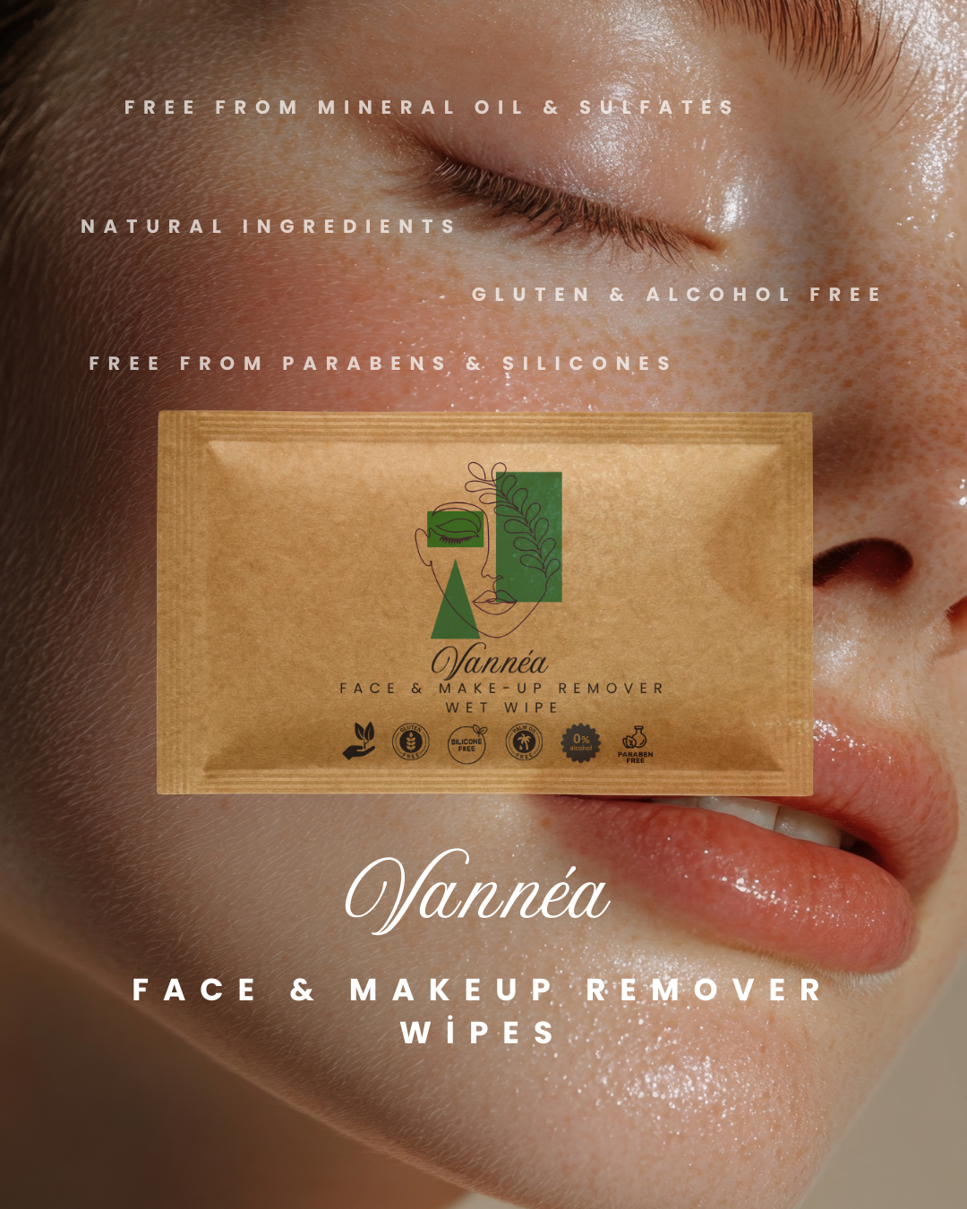 Vannéa Yüz & Makyaj Temizleme Mendili Tek Kullanımlık Taşınabilir Tekli Paket