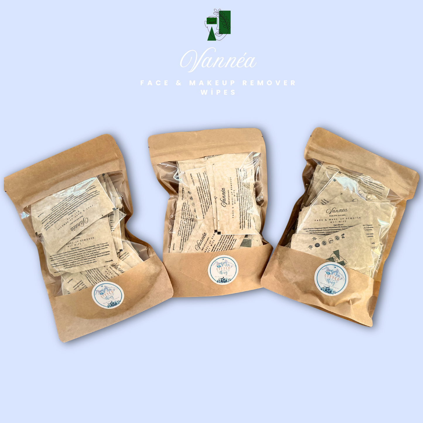 Vannéa Yüz & Makyaj Temizleme Mendili Tek Kullanımlık Taşınabilir Tekli Paket